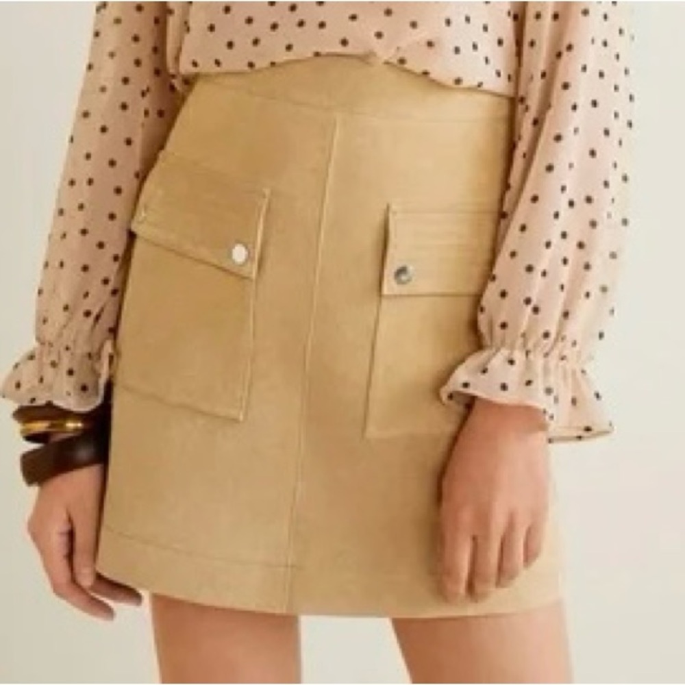 Genuine Suede Mini Skirt with Pockets